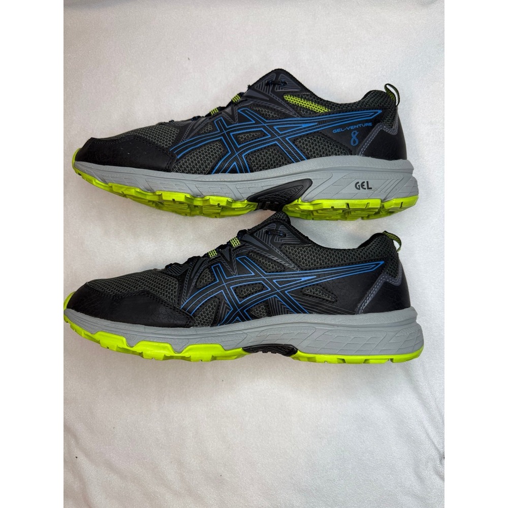 ASICS Gel-Venture 8 Trail Running Shoes Mens 9 Black Blue Hiking Sneakers